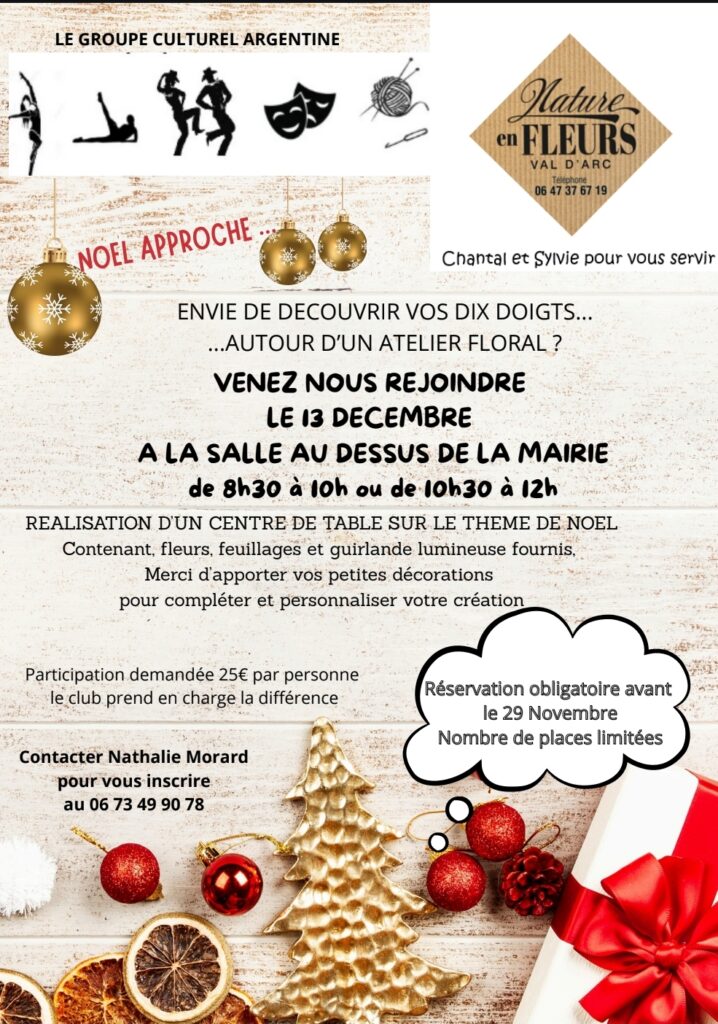 Le 13 décembre, on vous attends pour un atelier floral ! Maurienne - Savoie